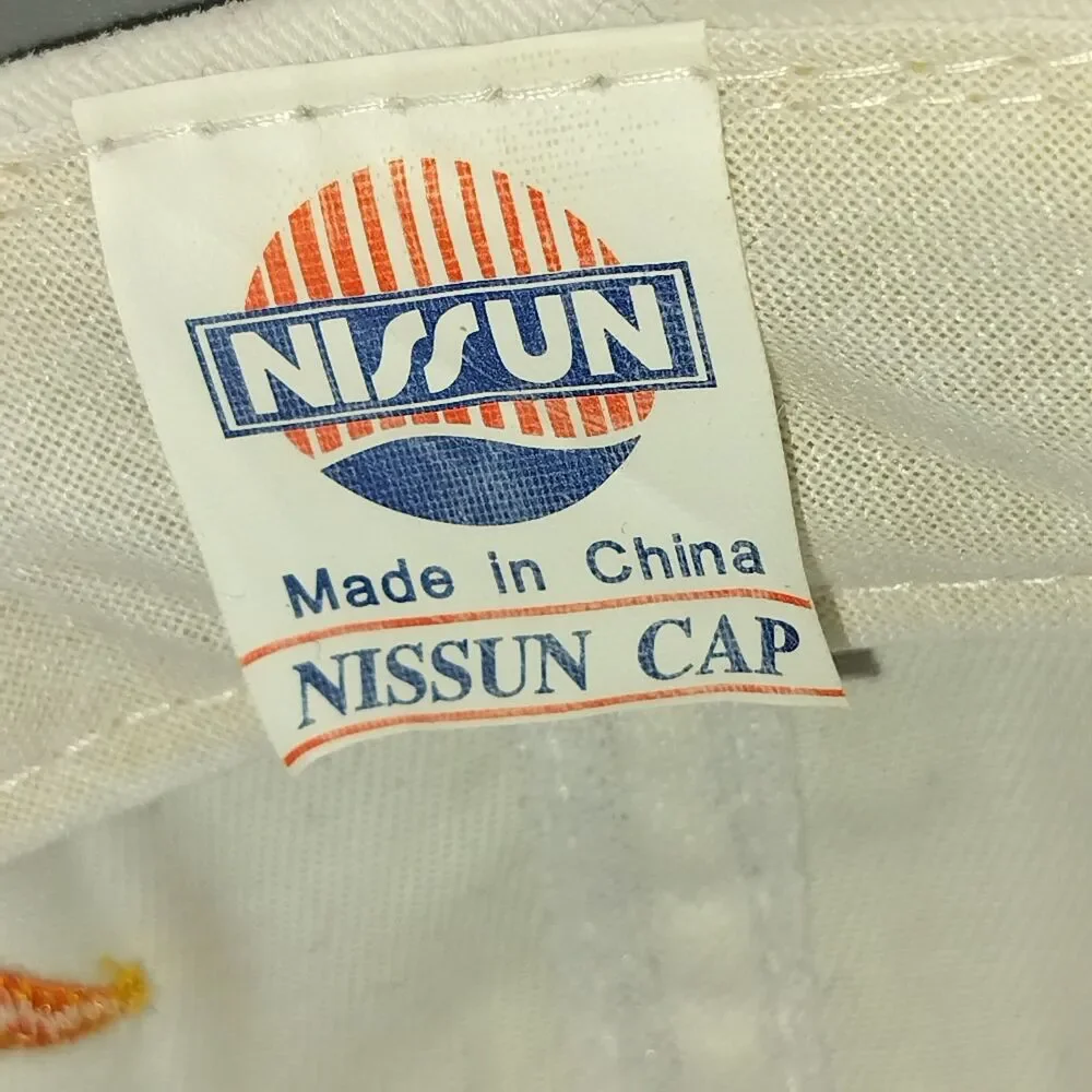 NISSUN White Flames Embroidered Baseball Cap Hat Adjustable Hot Rod Racing Theme